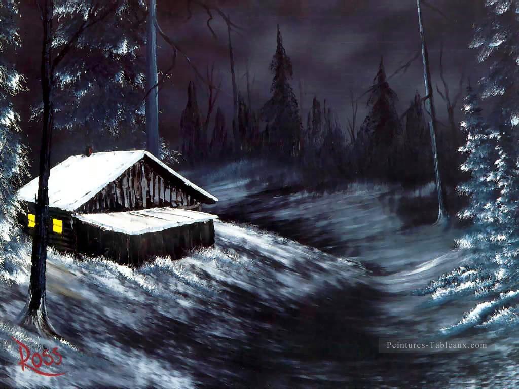 nuit d’hiver Style de Bob Ross Peintures à l'huile